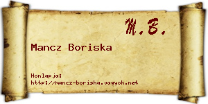 Mancz Boriska névjegykártya